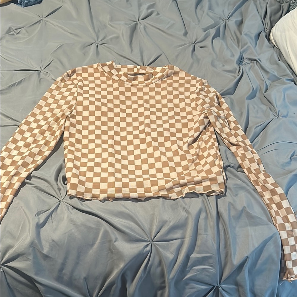 Vanilla Star Brown and Cream Graphic Crop Hoodie